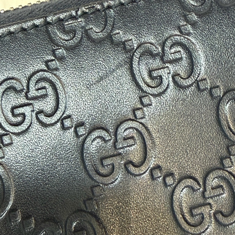 GUCCI 447906 深藍 全皮 拉鍊夾 零錢包 手機包 支票夾 護照夾 長夾-21