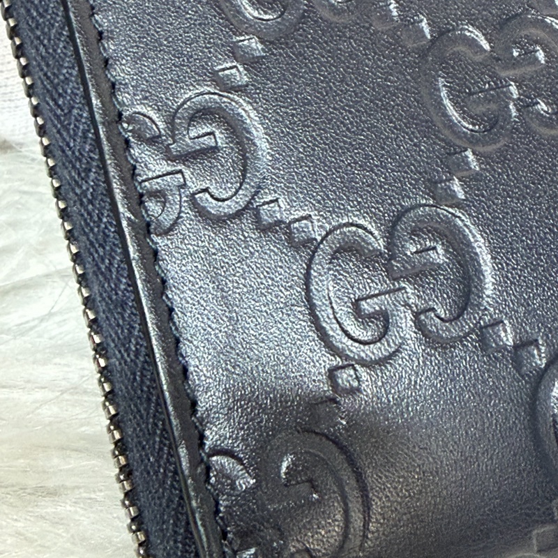 GUCCI 447906 深藍 全皮 拉鍊夾 零錢包 手機包 支票夾 護照夾 長夾-23