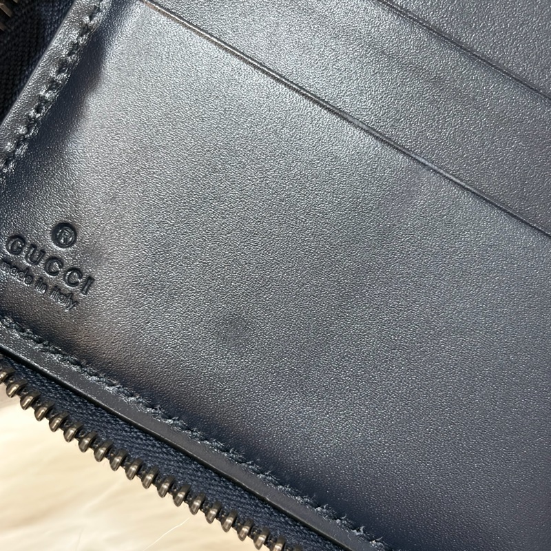 GUCCI 447906 深藍 全皮 拉鍊夾 零錢包 手機包 支票夾 護照夾 長夾-29
