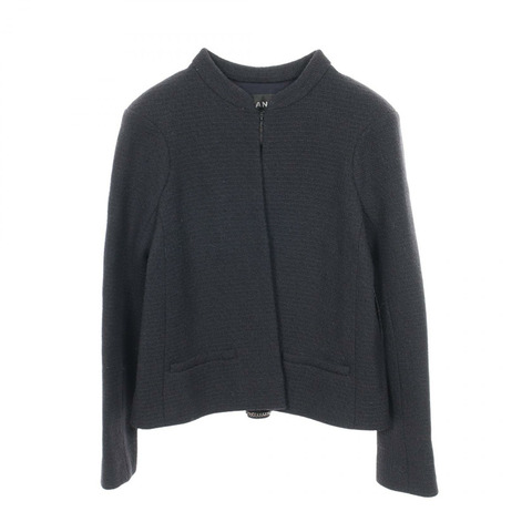 香奈兒 COCO 標誌紐扣斜紋軟呢外套 其他羊毛海軍藍二手女裝