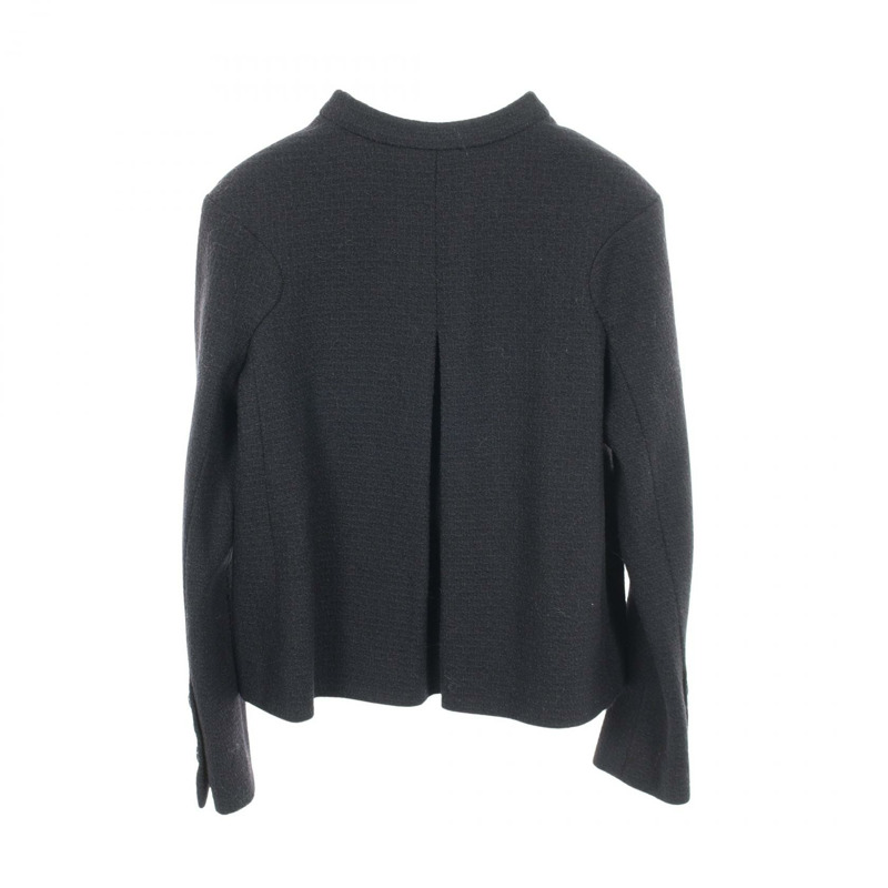 香奈兒 COCO 標誌紐扣斜紋軟呢外套 其他羊毛海軍藍二手女裝-1