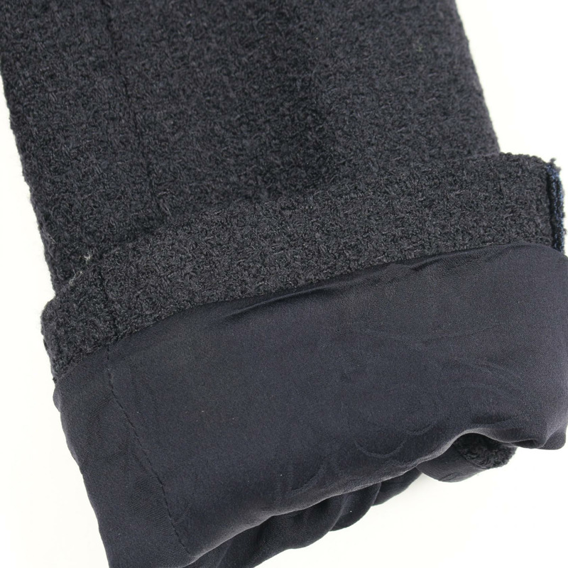 香奈兒 COCO 標誌紐扣斜紋軟呢外套 其他羊毛海軍藍二手女裝-6