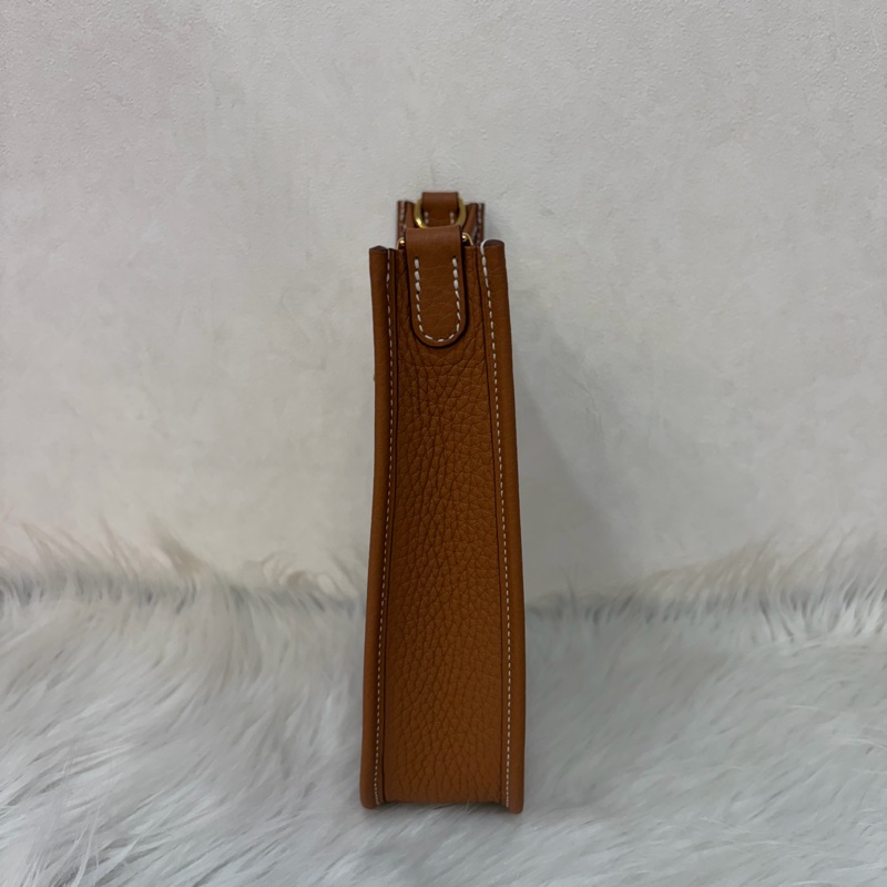 HERMES MINI EVELYNE 16 TC荔枝皮 37 金棕金 金釦 肩背包 斜背包-3