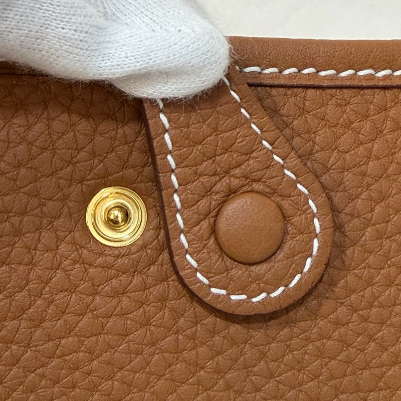 HERMES MINI EVELYNE 16 TC荔枝皮 37 金棕金 金釦 肩背包 斜背包-5