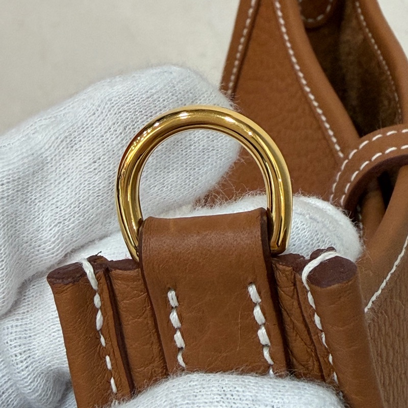 HERMES MINI EVELYNE 16 TC荔枝皮 37 金棕金 金釦 肩背包 斜背包-7