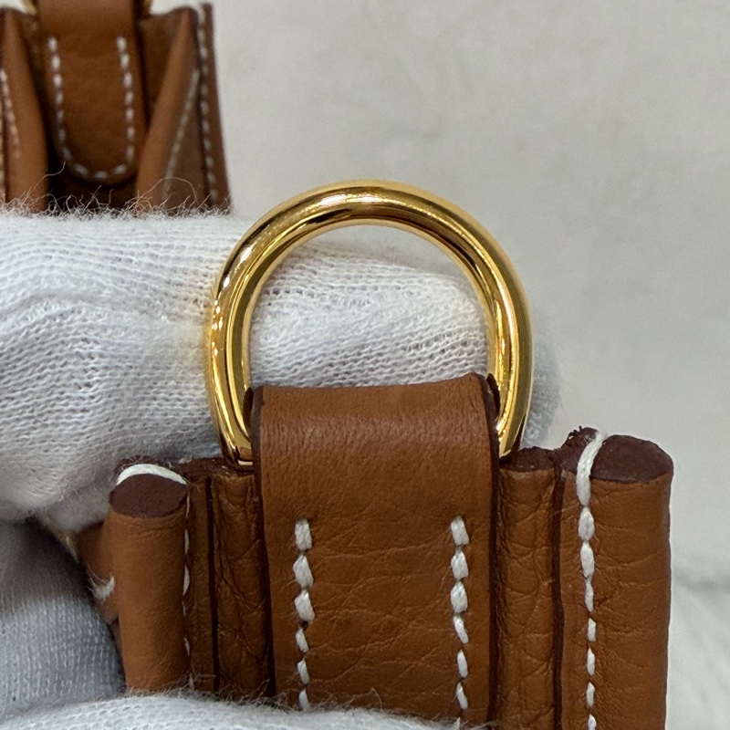 HERMES MINI EVELYNE 16 TC荔枝皮 37 金棕金 金釦 肩背包 斜背包-8