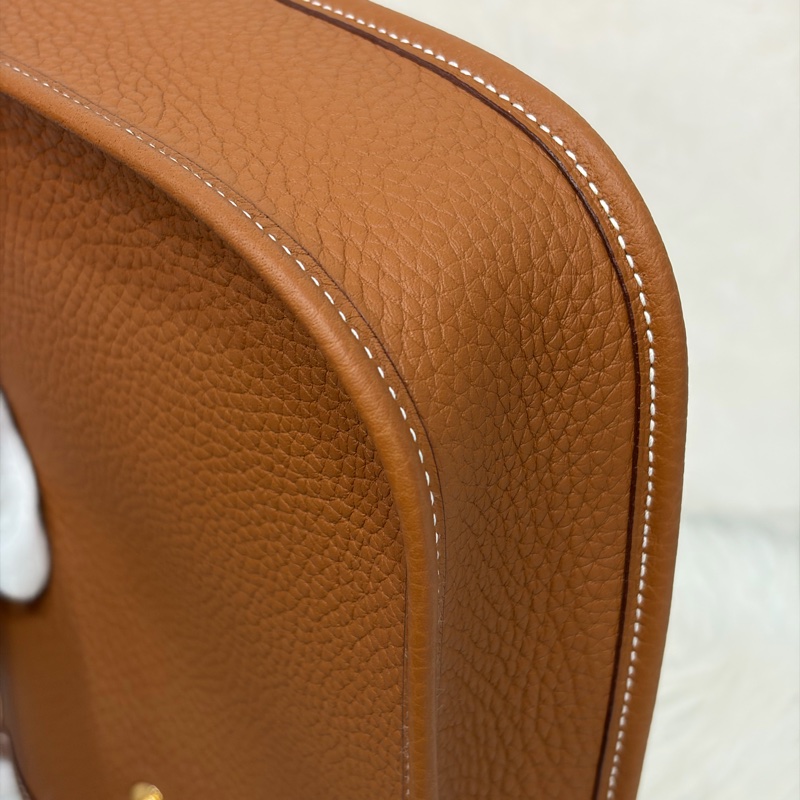 HERMES MINI EVELYNE 16 TC荔枝皮 37 金棕金 金釦 肩背包 斜背包-13