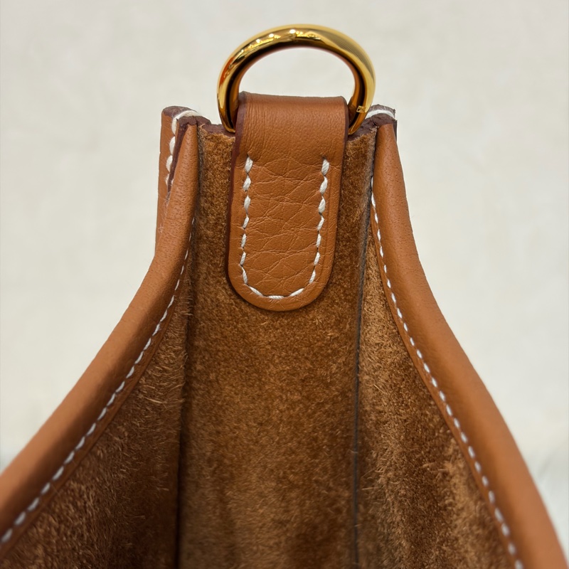 HERMES MINI EVELYNE 16 TC荔枝皮 37 金棕金 金釦 肩背包 斜背包-16