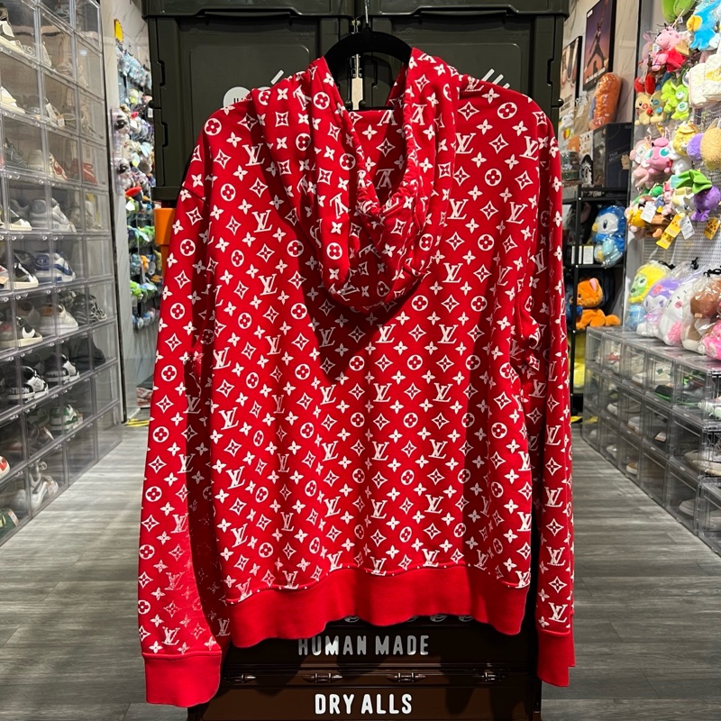 Supreme x LV 紅色滿印帽踢XL碼-1