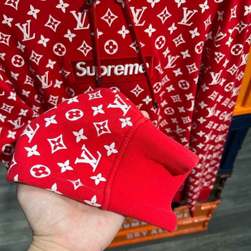 Supreme x LV 紅色滿印帽踢XL碼-4
