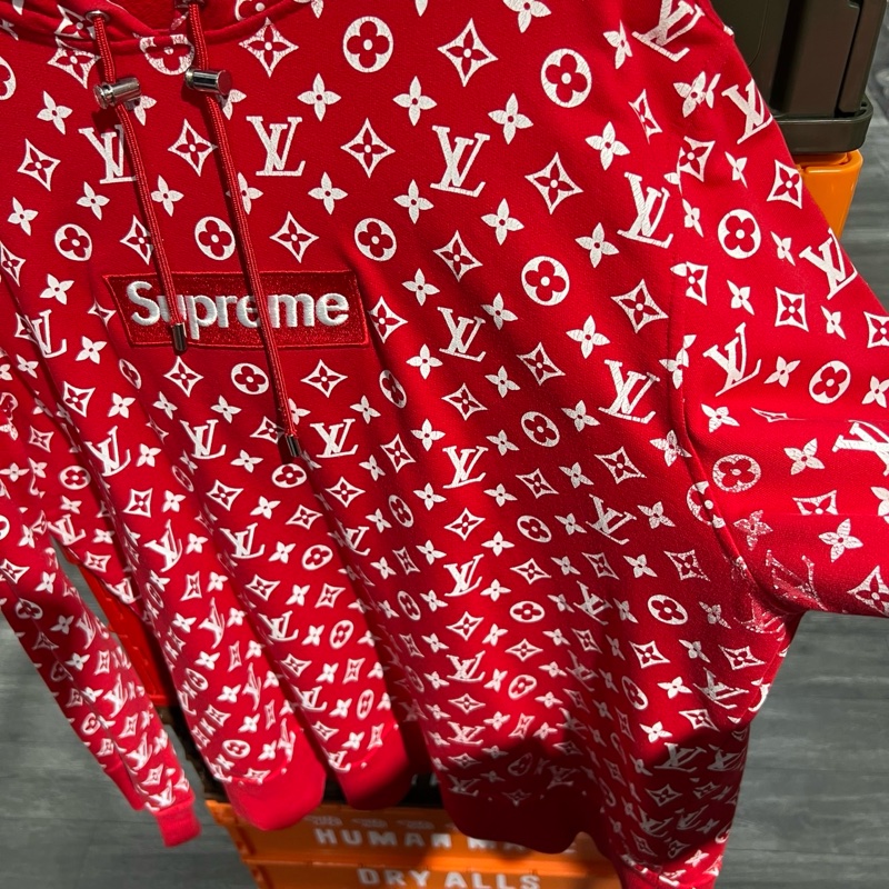 Supreme x LV 紅色滿印帽踢XL碼-5