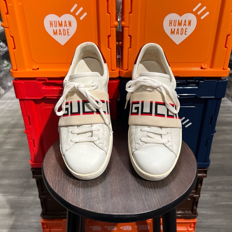 Gucci 綁帶小白鞋G6.5-3