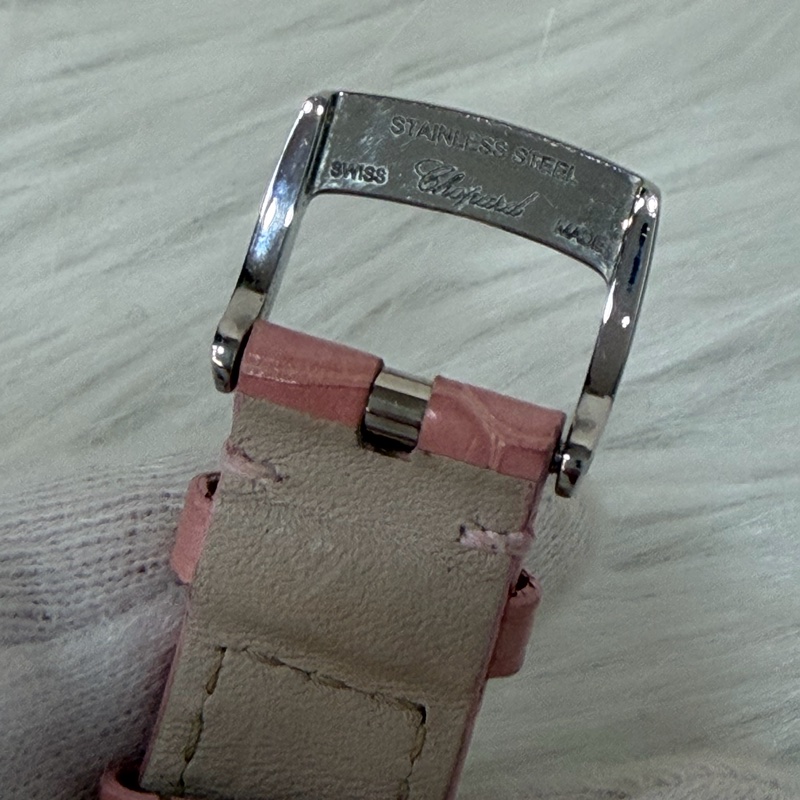 Chopard 278573-6011 蕭邦 Happy Sport 粉鱷魚皮 自動機械錶 鑽錶-7