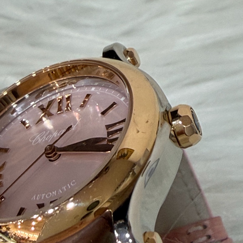 Chopard 278573-6011 蕭邦 Happy Sport 粉鱷魚皮 自動機械錶 鑽錶-24