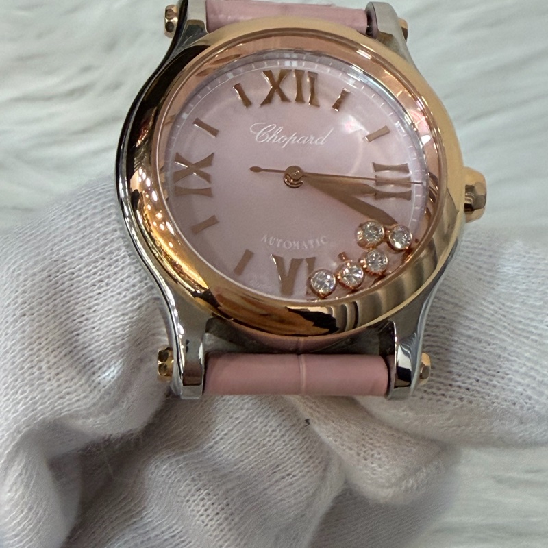 Chopard 278573-6011 蕭邦 Happy Sport 粉鱷魚皮 自動機械錶 鑽錶-27