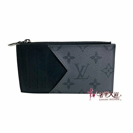 ＊奢華大道國際精品＊【L3319】LV黑灰原花拼牛皮零錢卡片包 M69533
