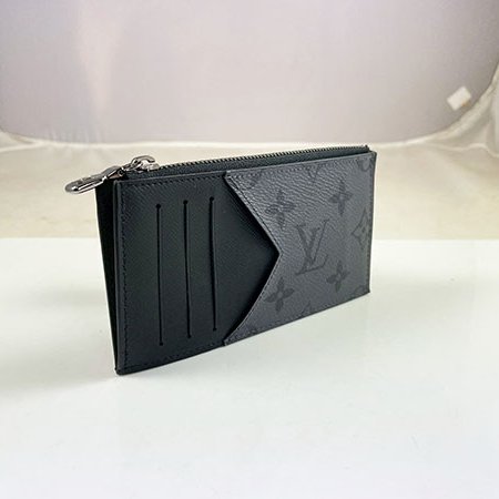 ＊奢華大道國際精品＊【L3319】LV黑灰原花拼牛皮零錢卡片包 M69533-1