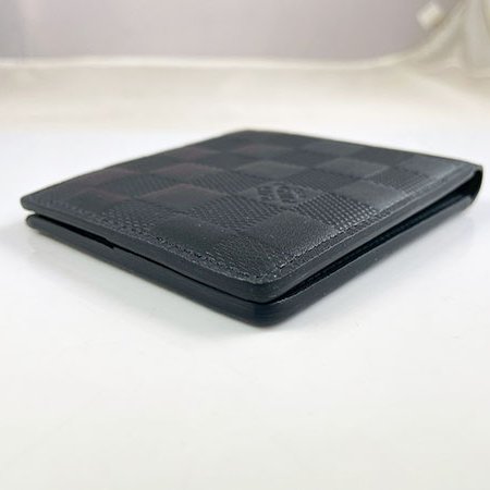 ＊奢華大道國際精品＊【L3320】LV黑色棋盤格牛皮壓紋 SLENDER 對開短夾 N63263-3