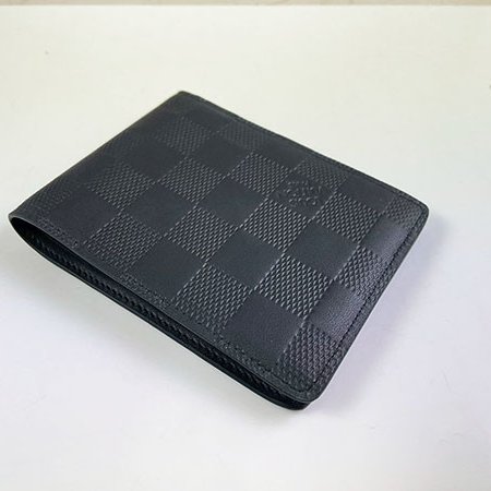 ＊奢華大道國際精品＊【L3320】LV黑色棋盤格牛皮壓紋 SLENDER 對開短夾 N63263-5