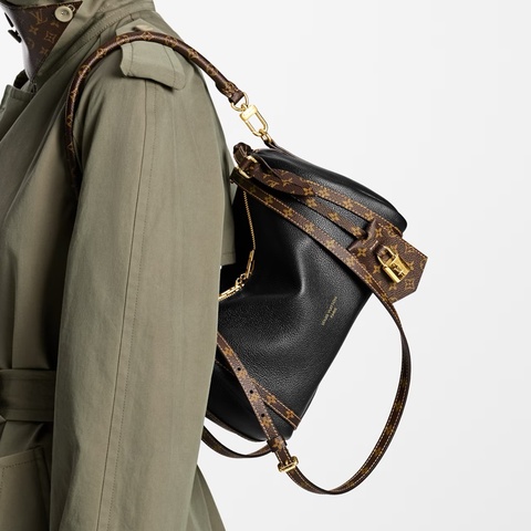 LV黑牛皮原花雙耳背帶波士頓肩側背包M26039