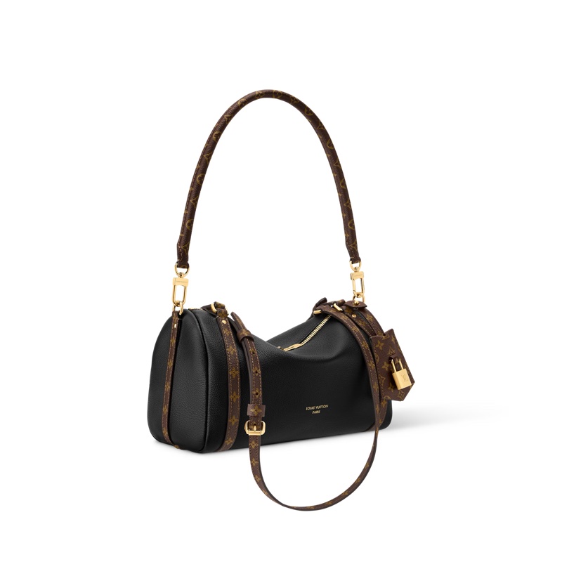 LV黑牛皮原花雙耳背帶波士頓肩側背包M26039-1