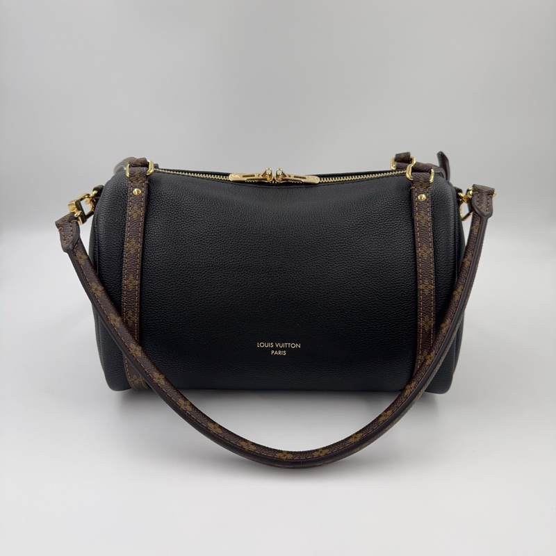 LV黑牛皮原花雙耳背帶波士頓肩側背包M26039-5