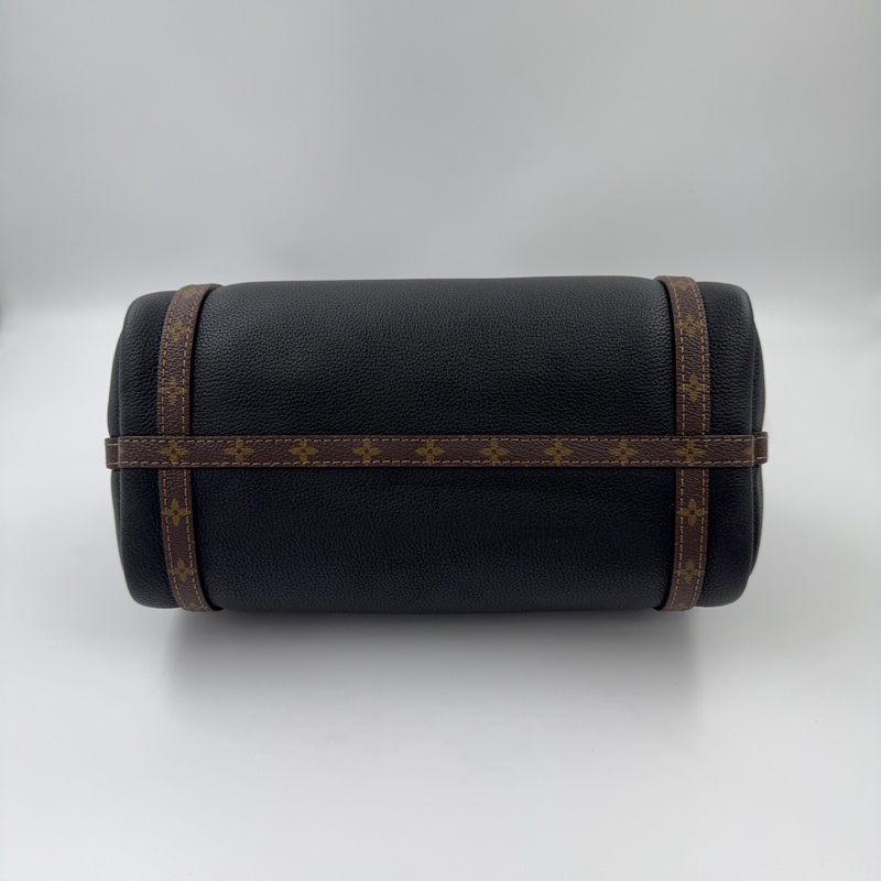 LV黑牛皮原花雙耳背帶波士頓肩側背包M26039-8