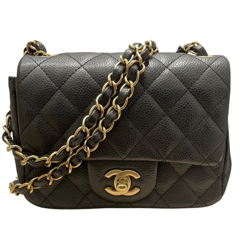 CHANEL 香奈兒 MATELASSE CF 17 方胖子 斜背包 荔枝皮 黑色 金釦-0