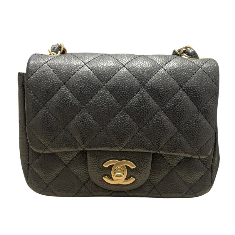 CHANEL 香奈兒 MATELASSE CF 17 方胖子 斜背包 荔枝皮 黑色 金釦-1