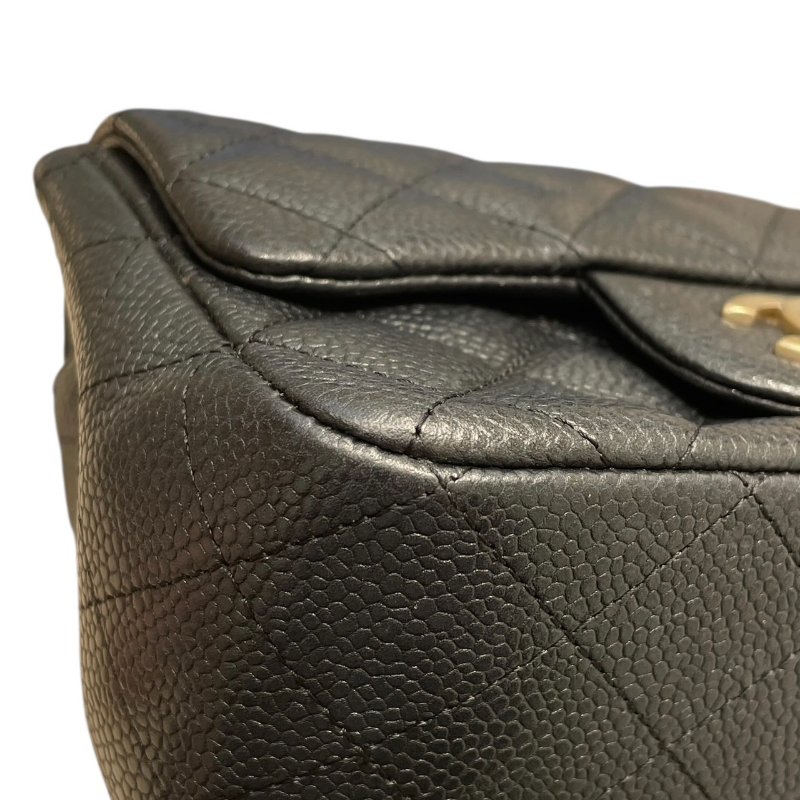 CHANEL 香奈兒 MATELASSE CF 17 方胖子 斜背包 荔枝皮 黑色 金釦-6