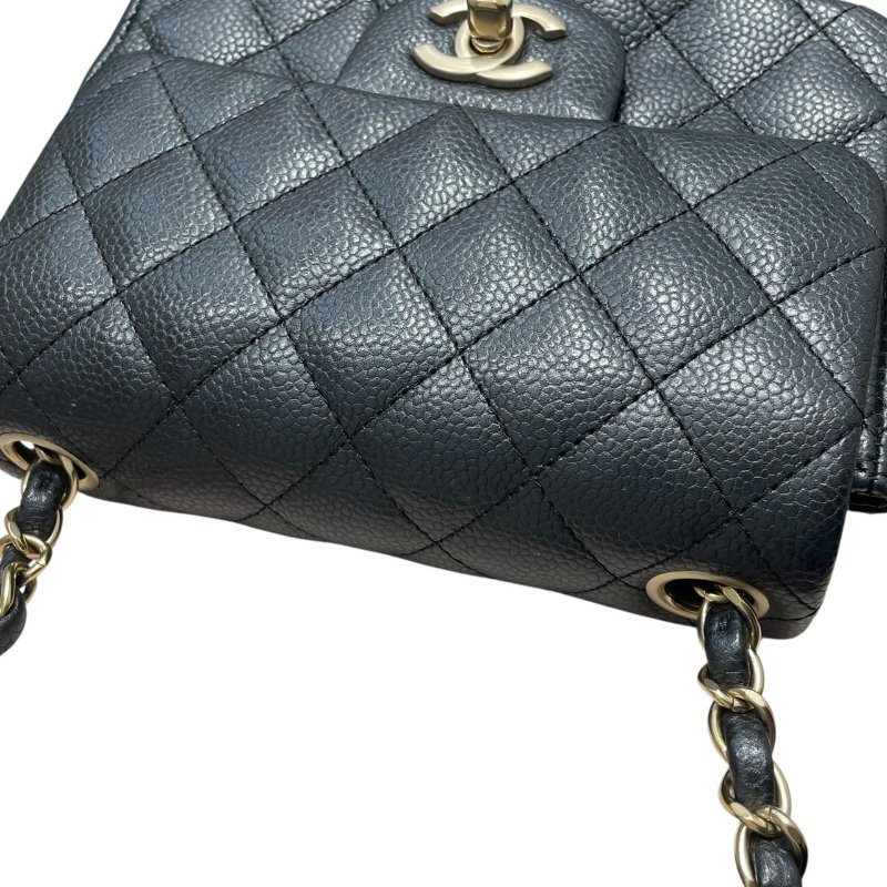 CHANEL 香奈兒 MATELASSE CF 17 方胖子 斜背包 荔枝皮 黑色 金釦-10