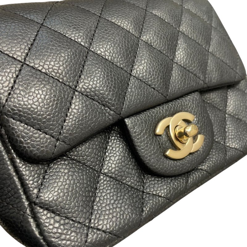 CHANEL 香奈兒 MATELASSE CF 17 方胖子 斜背包 荔枝皮 黑色 金釦-11