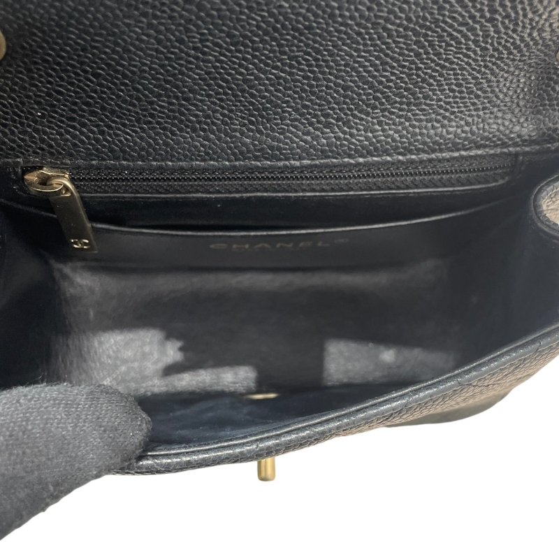 CHANEL 香奈兒 MATELASSE CF 17 方胖子 斜背包 荔枝皮 黑色 金釦-13