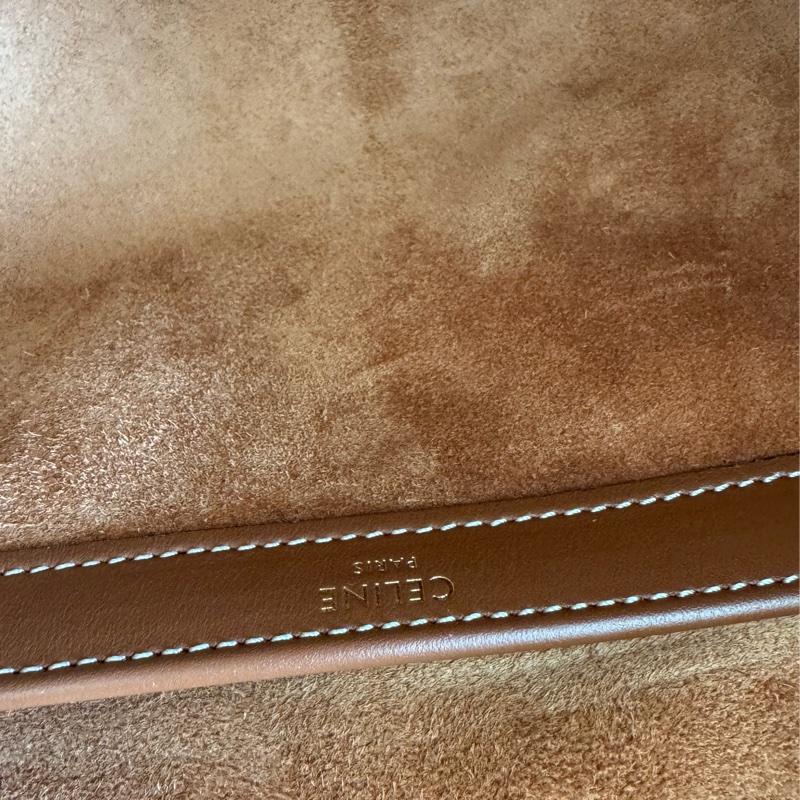 Celine咖色牛皮凱旋門抽繩手提雙肩包 全皮革😻😻-18