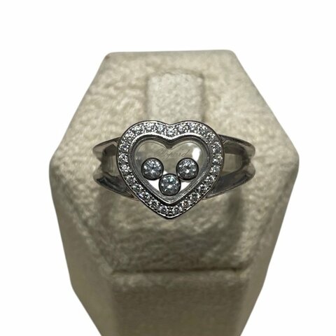 CHOPARD 蕭邦 HAPPY DIAMOND 心型鑽石戒指 K18WG 53碼