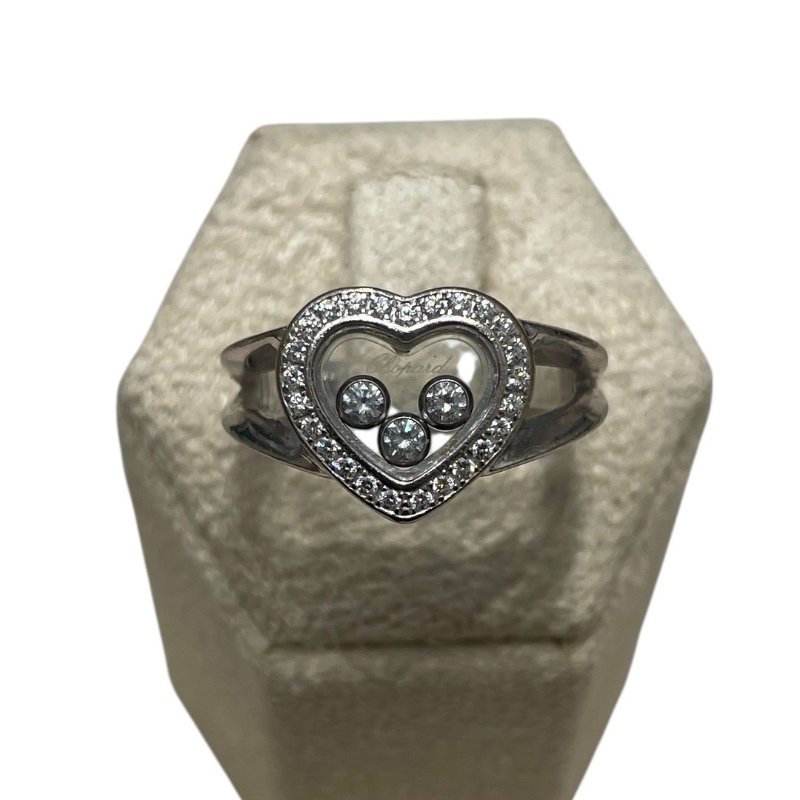 CHOPARD 蕭邦 HAPPY DIAMOND 心型鑽石戒指 K18WG 53碼-0