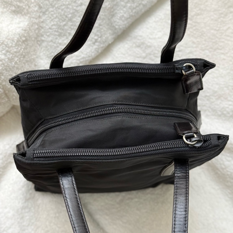 PRADA黑色拼皮竪版托特包 小號-2