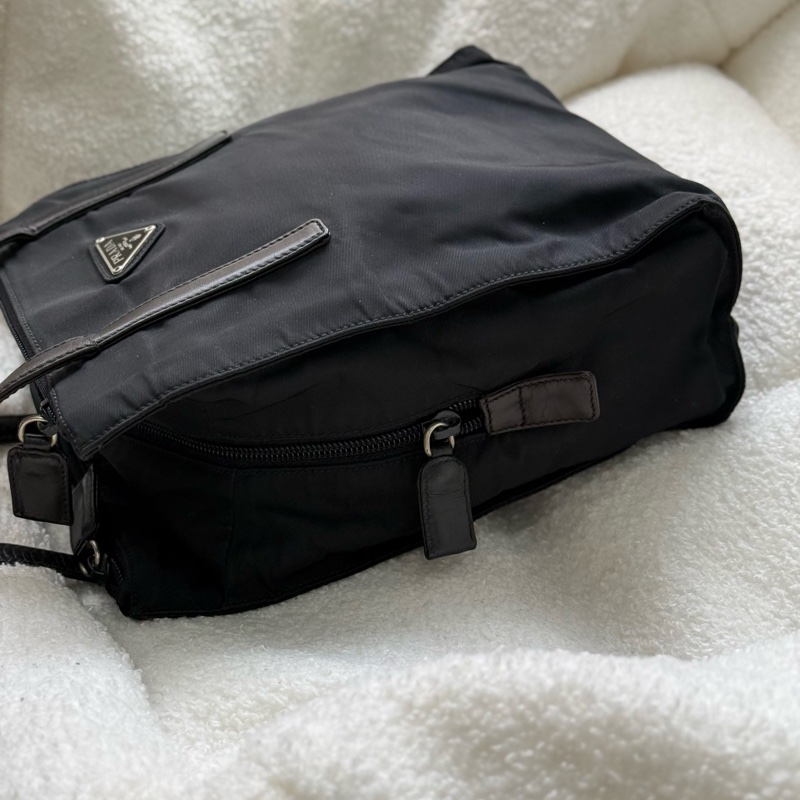 PRADA黑色拼皮竪版托特包 小號-3