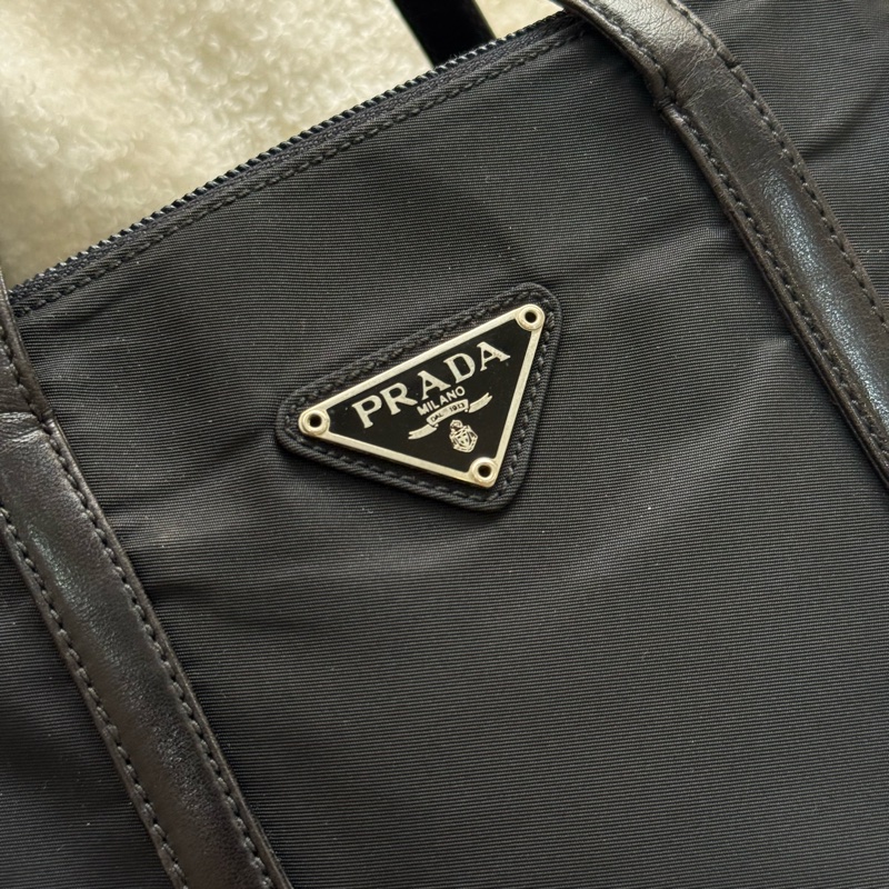 PRADA黑色拼皮竪版托特包 小號-5