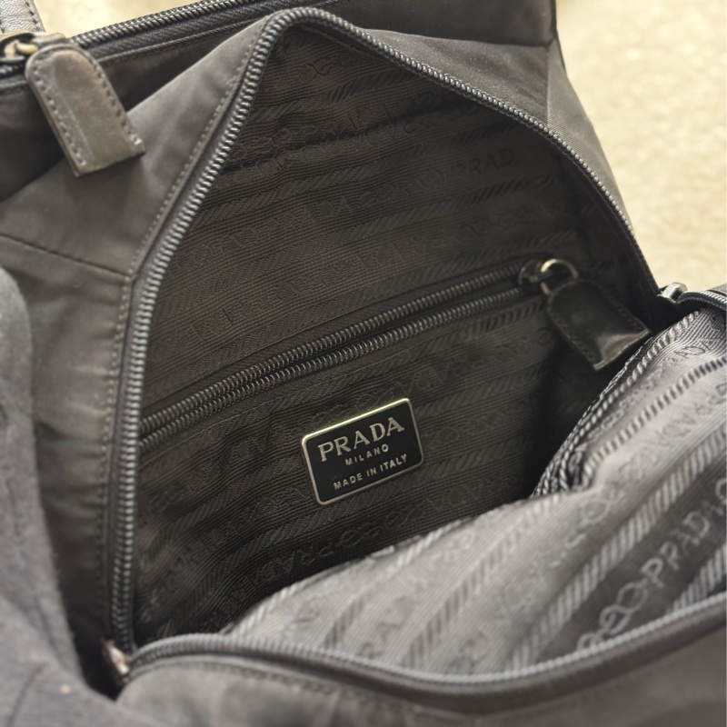 PRADA黑色拼皮竪版托特包 小號-13
