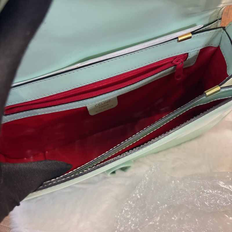 Celine 亮面薄荷綠手提包-5