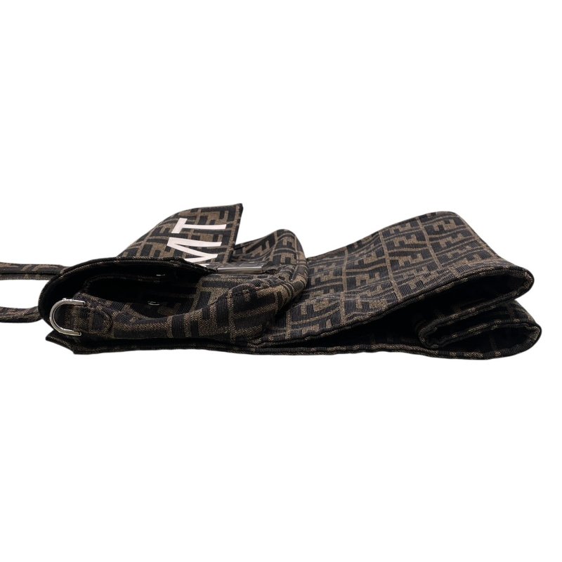 FENDI 芬迪 ×FRAGMENT 8BH418 ZUCCA BAGUETTE 多用肩背包 帆布 棕色 銀釦-1