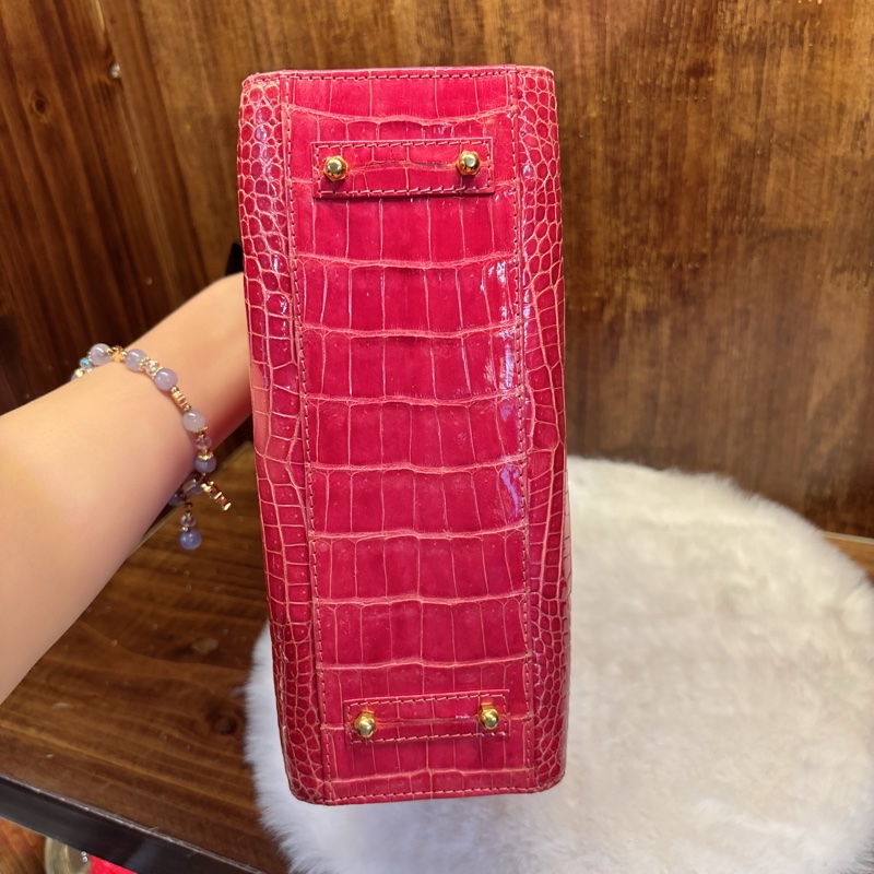 Genuins紅色鱷魚紋手提包-2