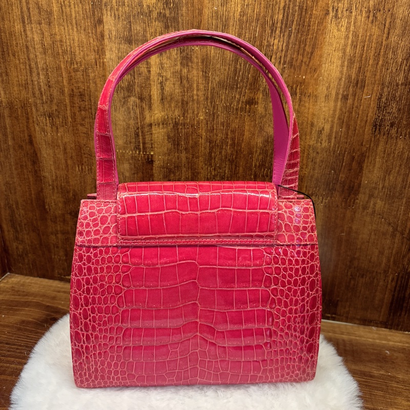 Genuins紅色鱷魚紋手提包-6