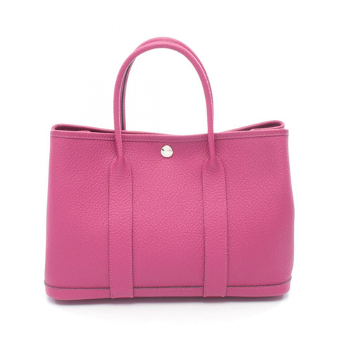 愛馬仕花園派對系列 TPM 手提包，鄉村風格皮革，玫瑰紫色，二手 SHW