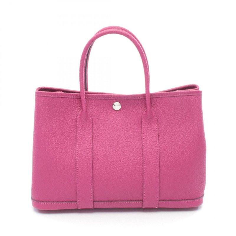愛馬仕花園派對系列 TPM 手提包，鄉村風格皮革，玫瑰紫色，二手 SHW-0