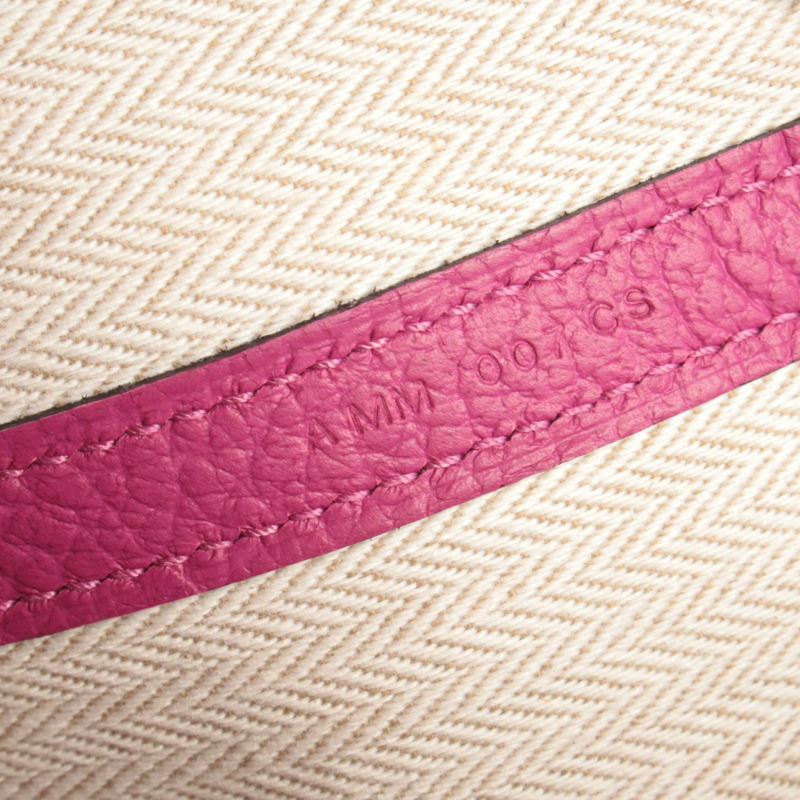 愛馬仕花園派對系列 TPM 手提包，鄉村風格皮革，玫瑰紫色，二手 SHW-4