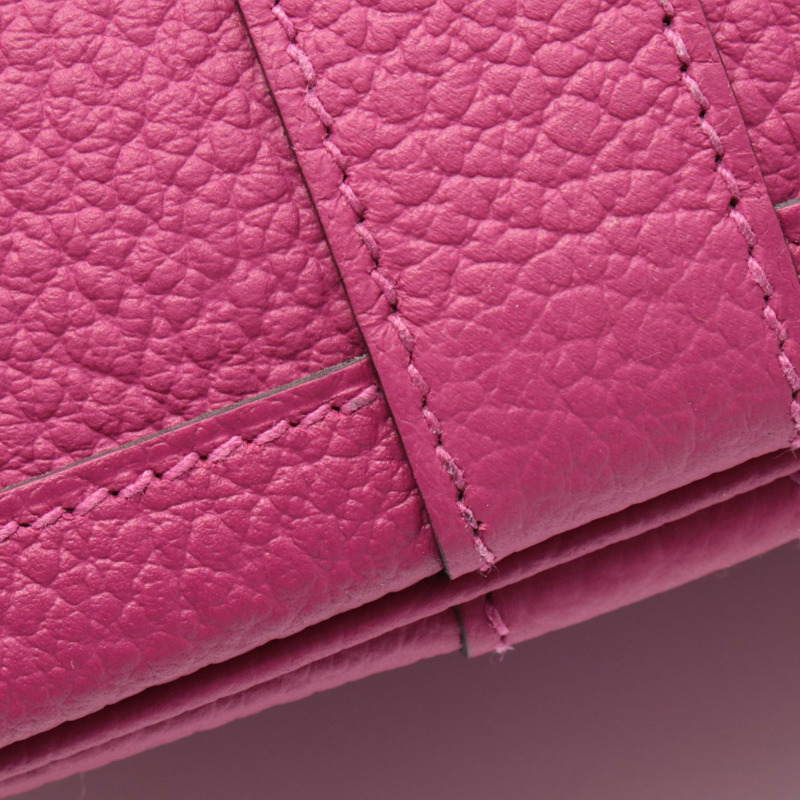 愛馬仕花園派對系列 TPM 手提包，鄉村風格皮革，玫瑰紫色，二手 SHW-6