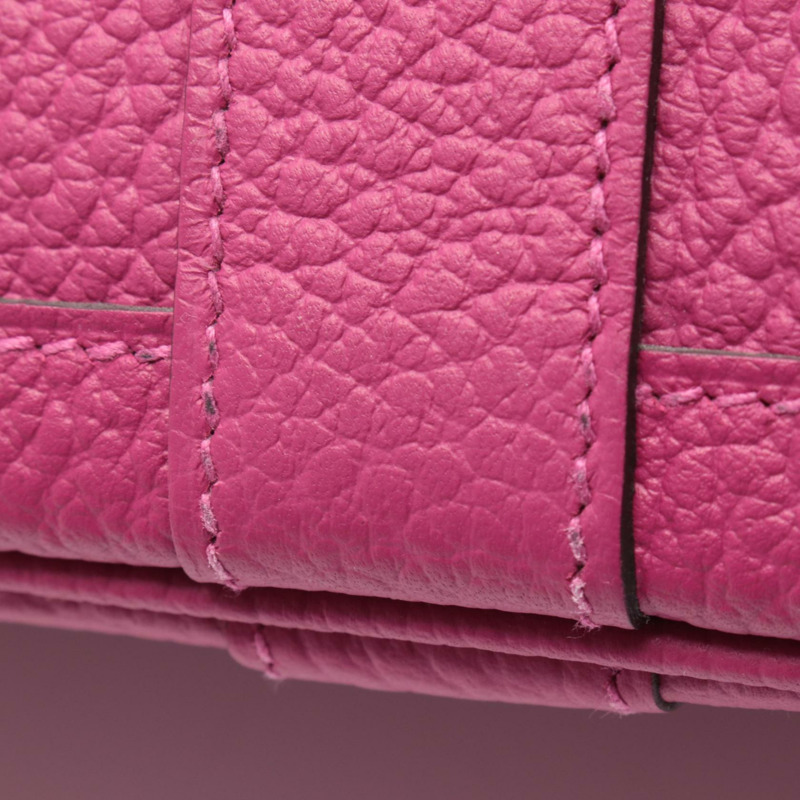 愛馬仕花園派對系列 TPM 手提包，鄉村風格皮革，玫瑰紫色，二手 SHW-7