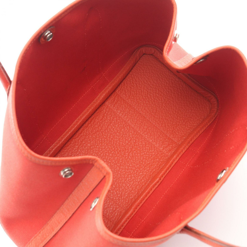 愛馬仕花園派對TPM托特包，帆布、Vache Hunter皮革，紅色，SHW，二手-2
